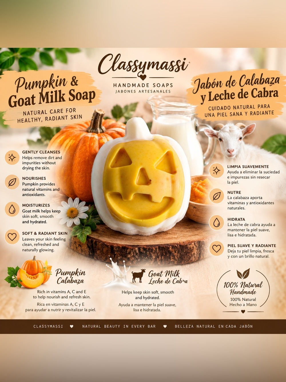 Pumpkin & Goat Milk Hand Soap - Yellow and White